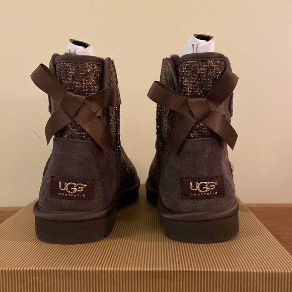 Ugg mini Bailey bow glitter bronze size 6 - Picture 3 of 5
